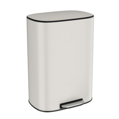 13 gallon Trash Can for kitchen, Kitchen Foot Pedal Operated Soft Close Trash Can - Stainless Steel Ellipse Bustbin