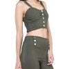 Slickblue Trendy Sweetheart Button Crop Top – Black/Olive, Smocked Back, Perfect for Warm Weather, Sizes S/M/L - 3 of 4