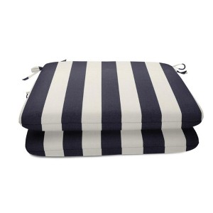 Casual Cushion Stripe Sunbrella Fabric 2-Piece Indoor/Outdoor Seat Pad Cushion, 20"W x 18"L - 1 of 4