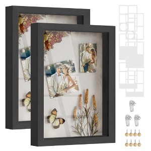 SONGMICS A4 Shadow Box Frame, 1.3-Inch Deep Memory Display Case for Desk Wall Decor, Box Picture Photo Frame - 1 of 4