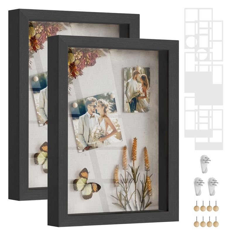 SONGMICS A4 Shadow Box Frame, 1.3-Inch Deep Memory Display Case for Desk Wall Decor, Box Picture Photo Frame, 1 of 8