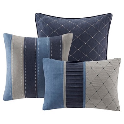 Navy Blue Queen 7-Piece Microsuede Comforter Set