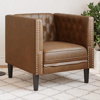 vidaXL Chesterfield Sofa Chair Brown Faux Suede Leather