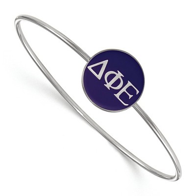 Black Bow Jewelry Sterling Silver Delta Phi Epsilon Greek Life Bangle Bracelet 8 Inch