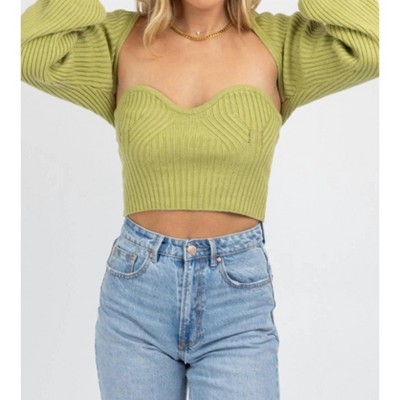 Women's TUBE TOP AND BOLERO SWEATER SET - Blue Blush