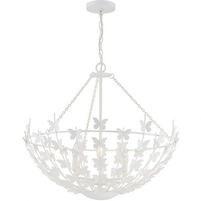 Bisque White Butterfly Bowl 6-Light Incandescent Pendant