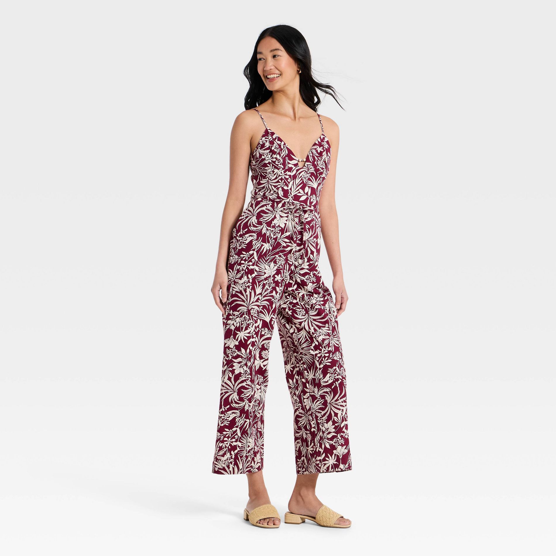 Women's Beaded Linen Jumpsuit - A New Day™