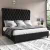 AMERLIFE King Size Bed Frame with Sleigh Headboard 60" Tall Velvet Upholstered Platform Bed, No Box Spring Needed, Black - 2 of 4