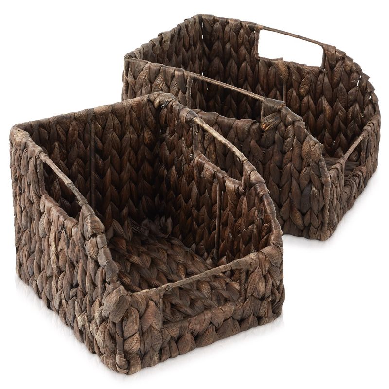 Casafield (Set of 2) Water Hyacinth Pantry Baskets with Handles, Medium and Large Size Woven Storage Baskets for Kitchen Shelves, 2 of 7