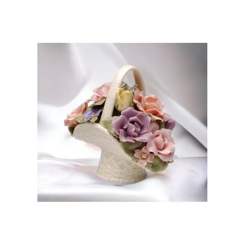 Kevins Gift Shoppe Hand Crafted Ceramic Roses Decorative Basket, 3 of 4