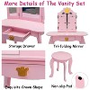 Kids Vanity Table & Stool Set, Mirror and Stool, Storage Drawer, Wooden Princess Makeup Dressing Table, Makeup Dressing Table for Girls - 2 of 4