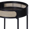 FURNIinspire End Tables Rattan Side Table Living Room Round Accent Sofa Table with Tray Top for Balcony Home Office, Black, 22.5"*22.5"*24.5" - 3 of 3