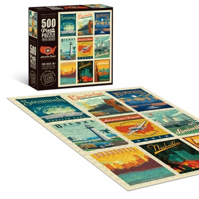 Americanflat 500 Piece Jigsaw Puzzle, 18x24 Inches, "American Travel South" Art by Anderson Design Group