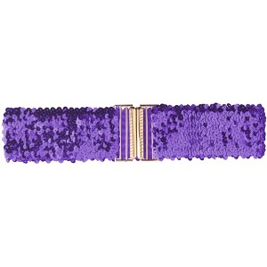 Allegra K Womens Elastic Waist Belt Sequins Decor Metal Interlock Buckles Belts for Dresses 1 Pc - 1 of 4