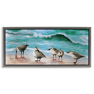 Stupell Industries Sandpipers Along Beach Shore Black Floater Framed Canvas Wall Art - 1 of 4