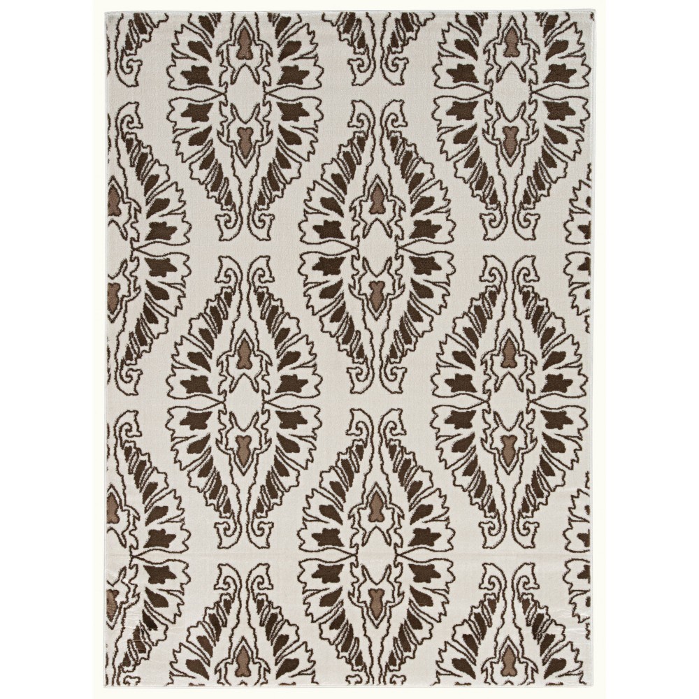 5'x7' Elegance Neice Rug White/Brown - Linon