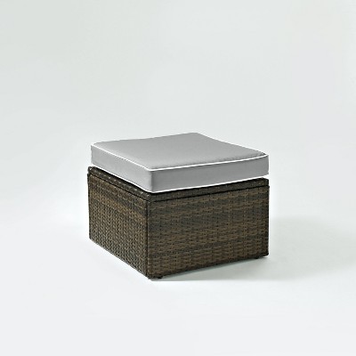 Palm Harbor Outdoor Wicker Ottoman - Gray - Crosley