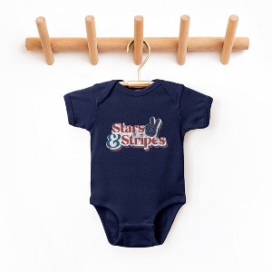The Juniper Shop Stars and Stripes Distressed Baby Bodysuit - 1 of 2