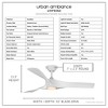Urban Ambiance Luxury Transitional Ceiling Fan 13.5''H x 52''W,  Matte White Finish,  Geraldton Collection, UHP9360 - 3 of 4