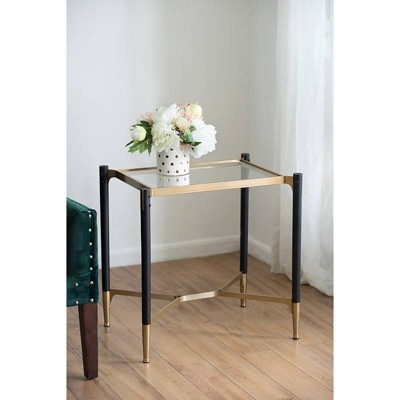 Modern Chic Park View Black & Gold Glass-Top Side Table