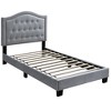 Royal Hampton Tufted Twin Velvet Bed with Curved Headboard, Gray - 2 of 2