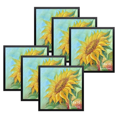 Golden State Art 16x16 Wood Picture Frame 0.84 Inch Thickness with Mat for Nine 4x4 Photos - Pack of 6