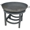 Sunnydaze Outdoor Camping or Backyard Cast Iron Round Fire Pit with Built-In Log Rack - 30" - Dark Gray - 3 of 4