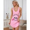Women Tank Sleep Dress Sleeveless Lace Back Nightgowns Comfy Sleepshirt Cute Printed Sleepwear Sexy Crossover Sleep Dress - 4 of 4