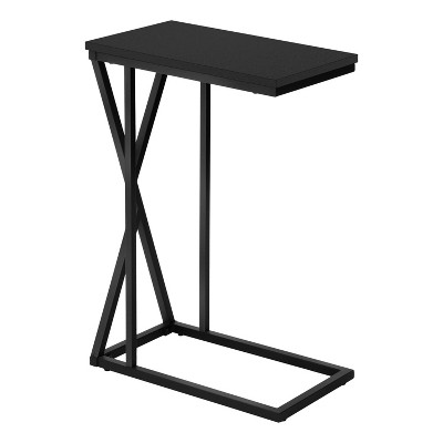Monarch Specialties Accent Table C-Shaped End Side Snack Living Room Bedroom Metal Laminate Black Contemporary Modern