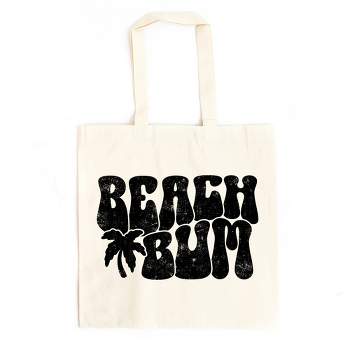 City Creek Prints Beach Bum Palm Tree Canvas Tote Bag - 15x16 - Natural
