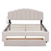 Queen Size Platform Bed Frame With Headboard Drawer Upholstered Platform Bed With LED Light USB Ports, No Box Spring Needed - image 4 of 4