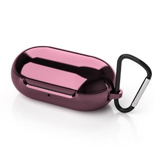 Insten Soft TPU Case For Samsung Galaxy Buds+ / Galaxy Buds with Carabiner Keychain, Support Wireless Charging, Pink Chrome - 1 of 4