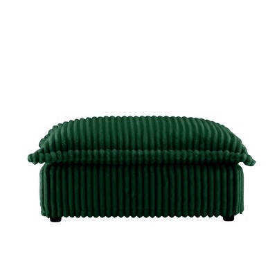 PAGED Corduroy Fabric Ottoman, Modern Wooden Sectional Sofa Footstool Module with Thickened Seat Cushion, Shoe Bench for Living Room, Bedroom