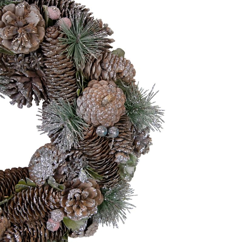 Northlight Glittered Pine Cones and Berries Artificial Christmas Wreath, 13-Inch, Unlit, 5 of 6