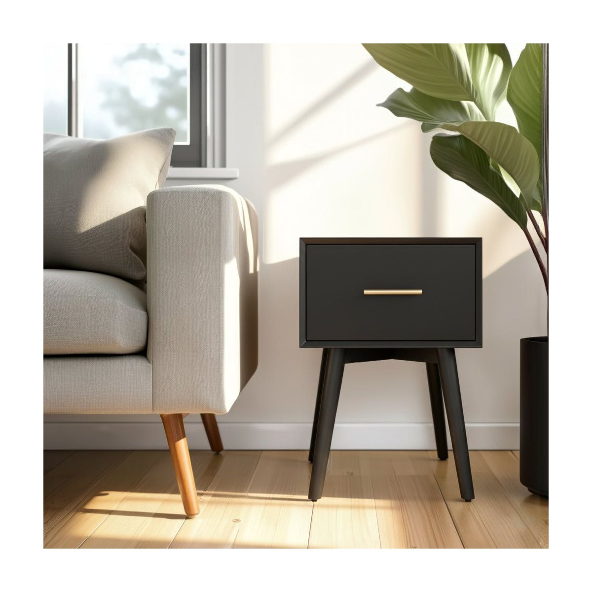 Flynn Mid-Century End Table in Black | Alpine Furniture