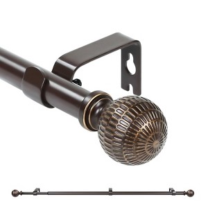 Urbanest 5-8" Single Telescoping Curtain Rod with Reticulated Ball Finials - 1 of 3