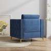 CAVINAS Velvet Upholstered Accent Chair with Rivet Trim and Metal Legs, Button Tufted Armchair for Living Room and Bedroom - 3 of 4