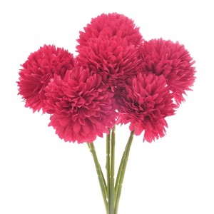 Unique Bargains Plastic Silk Durable Artificial Chrysanthemum Ball Flowers 11" - 1 of 4