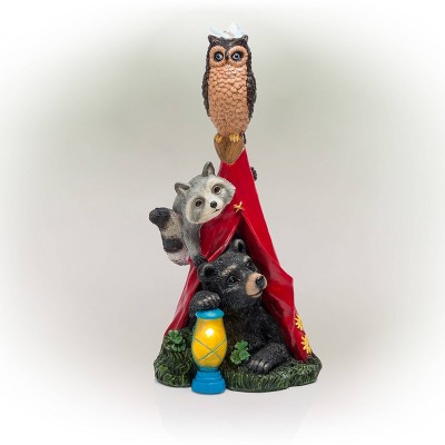 Alpine 18" Solar Camping Nature Pals Resin Statue with LED Lights