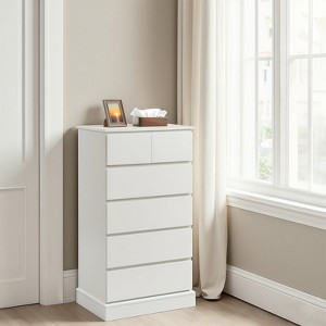 KTMBDW 6 Drawers Dresser for Bedroom, Tall Dresser for Bedroom, Modern Chest of Drawers with Concealed Handles for Living Room, Entryway, White - 1 of 4