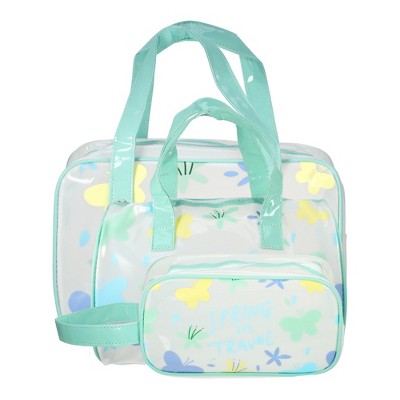 Unique Bargains Women's Durable Cosmetic Bag Green 3pcs