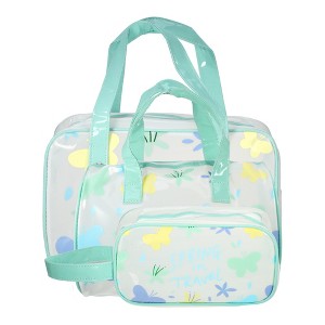 Unique Bargains Women's Durable Cosmetic Bag Green 3pcs - 1 of 4