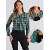INSPIRE CHIC Women's Elegant Contrast Piping Round Neck Button Front Long Sleeve Tweed Blazer - 2 of 4