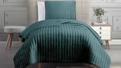 Light Gray Microfiber Queen Reversible Coverlet Set