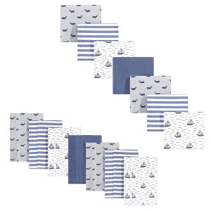 Hudson Baby Infant Boy Cotton Flannel Burp Cloths and Receiving Blankets, 14-Piece, Sailboat, One Size - 1 of 2