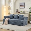 Floor Sofa Bed Chenille Upholstered Sofa Convertible Folding Mattress Couch Sleeper Sofa, Beige/Black/Green/Blue - ModernLuxe - 2 of 4