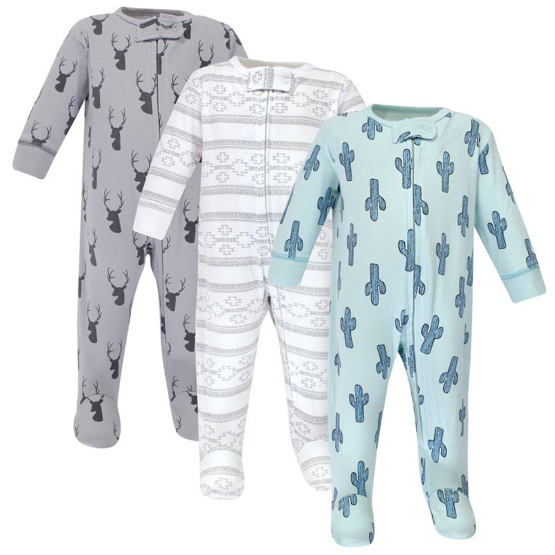 Yoga Sprout Baby Boy Cottton Zipper Sleep and Play 3pk, Cactus, 1 of 4