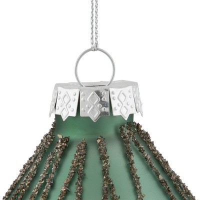 Matte Green Glass Starburst Finial Christmas Ornament