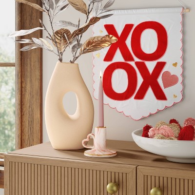 Beige Ceramic Organic Modern Ring Vase