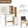 Vanity Table and Chair Set with Sliding Mirror, 3 Color Modes Lights & Charging Station, Anti-tip Makeup Desk Dresser With Storage Stool - 2 of 4